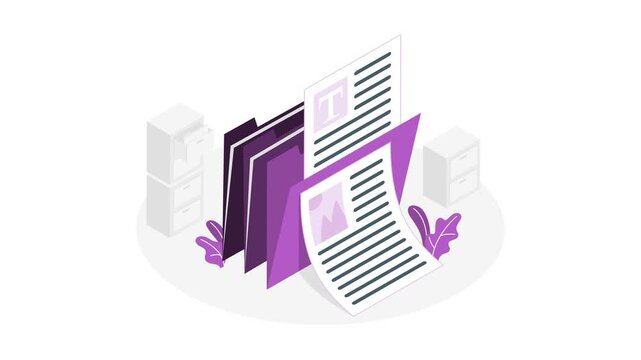 Stacked documents with folders and papers. Business and office concept for corporate marketing, paperwork presentations, and organization visuals