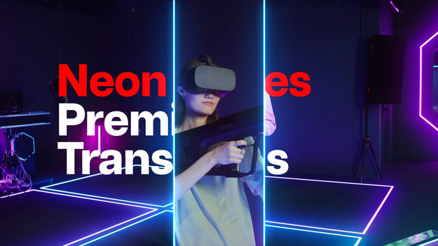 Premium Transitions Neon Wipes 14 Variations &ndash; Glowing Neon Transitions, Colorful Light Wipes, Electric Reveals and Vibrant Futuristic Effects for Professional Video Editing and Motion Graphics