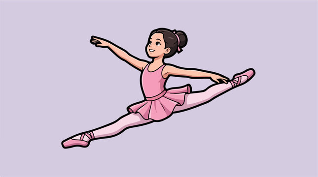 Young ballerina girl performing a grand jet? leap.