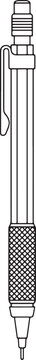 Mechanical drafting pencil with knurled grip, thin line art vector illustration for technical drawing and office design