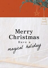 Festive Christmas card with holiday greetings and tree decorations. © Rawpixel.com