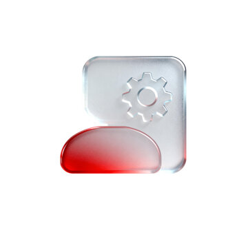 [Transparent Background PNG]Transparent Icon with Gear and Red Accent