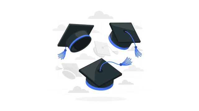 Three graduation caps floating in the air. Education and learning concept for academic marketing, graduation ceremonies, and student success presentations