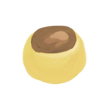 栗まんじゅうやプリンやケーキのような黄色と茶色のシンプルかわいいイラスト