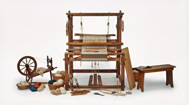 Traditional Weaving Equipment &mdash; pure white background