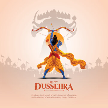 creative Happy Dussehra festival of India. of Lord Rama killing Ravana.abstract vector illustration design
