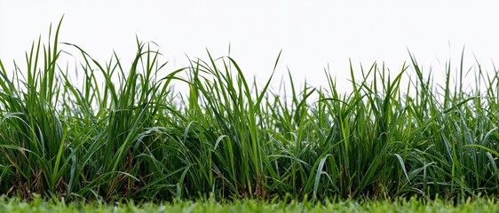 Obraz premium Low-angle view of fresh green grass blades growing in a natural outdoor setting