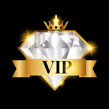High-End Diamond Gemstone Vector Icon &ndash; Glossy Clear Silver Crystal with Golden Metallic Sheen