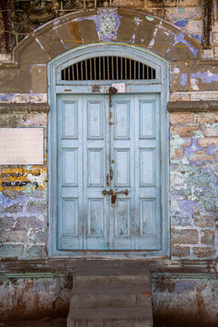 Light blue paneled door, Mandvi, India