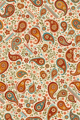 Retro paisley floral pattern with colorful decorative ethnic motifs © SRK