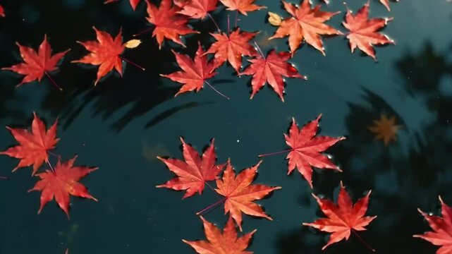 단풍 - [하이앵글 탑뷰  붉은 수면 & 잔물결]