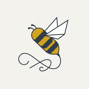 Minimalist vector illustration of a stylized honey bee with decorative line art.