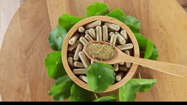 Centella asiatica (Gotu Kola) and Gotu Kola capsules herbs.