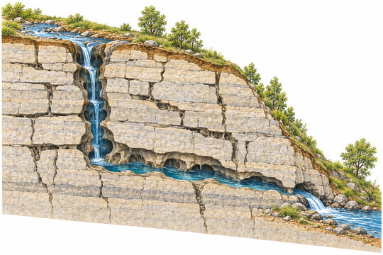 Sinking stream and karst spring conceptual cross section