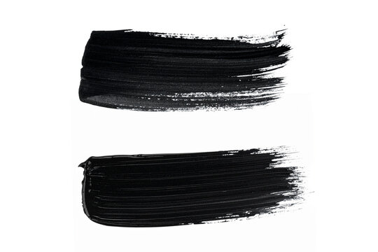 Black Brush strokes paint texture on white paper background