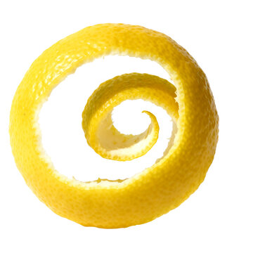 [Transparent Background PNG]Spiral lemon peel placed on a clean white background