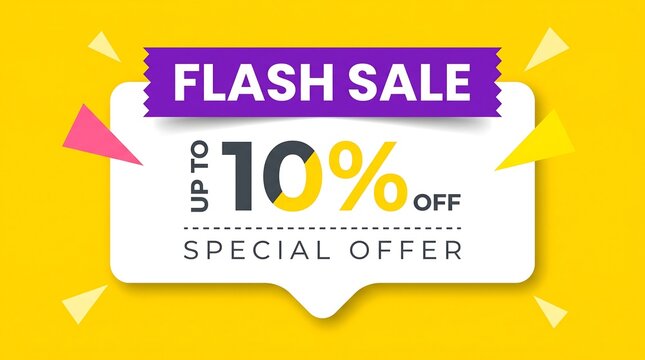 Flash sale banner with 10 percent discount special offer