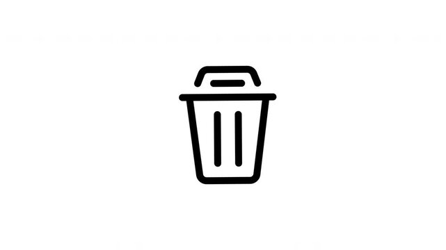 Trash can outline icon looping animation, garbage waste delete symbol motion graphic for business, office and technology presentation design