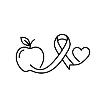 Healthy Lifestyle Apple Ribbon Heart Icon