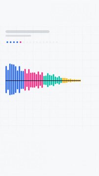 Vertical 9:16 animated mirrored equalizer swelling before drop in blue and cyan on a light background. Seamless looping 4K motion graphics in portrait format for reels, shorts, stories and music video
