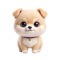 Fototapeta premium A fluffy tan puppy with large eyes sits on transparent background
