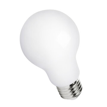 White LED light bulb with screw base, isolated on transparent cutout background