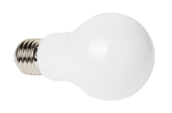 White LED light bulb with screw base, isolated on transparent cutout background