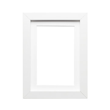 Modern white portrait frame with blank copy space, isolated on transparent cutout background