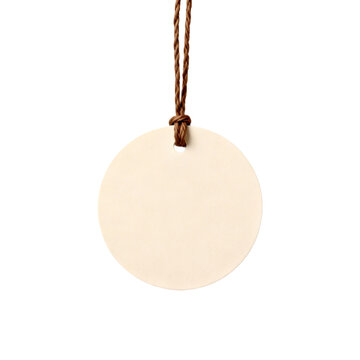 [Transparent Background PNG]Round Blank Tag With Brown Twine Hanging On White Background