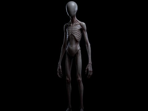 Creepy Faceless Alien Creature Character Dark Fantasy Illustration