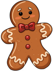 Obraz premium Gingerbread Man Cookie with Red Bow and Icing