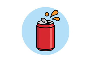 Obraz premium Red soda can with fizzy bubbles popping out for summer refreshment