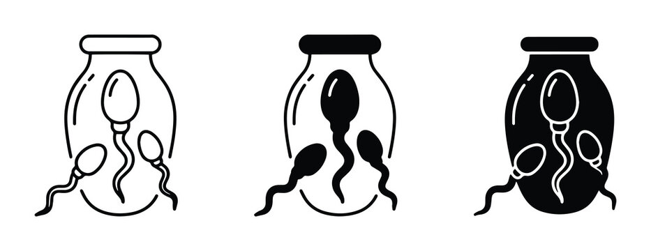 Sperm Cell Icons, Fertility Jar Vector Art, Conception Symbol Graphics