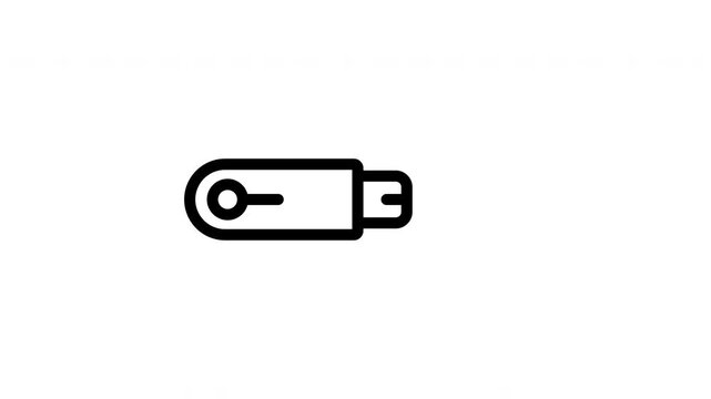 USB flashdisk outline icon looping animation, storage drive symbol motion graphic for business and technology presentation design use case