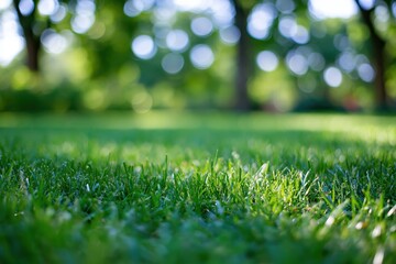 Obraz premium The Grass Closer Look in Sunlit Park with Soft Bokeh and Fresh Texture
