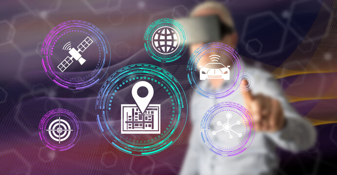 Man touching a gps concept
