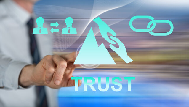 Man touching a trust concept