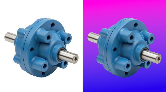 Industrial gearbox mechanical component with shaft 3D rendering