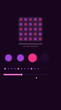 Vertical 9:16 animated bpm counter dots marking bars in violet and purple on a dark background. Seamless looping 4K motion graphics in portrait format for reels, shorts, stories and music videos, with