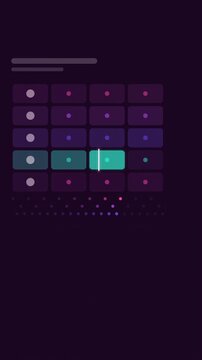 Vertical 9:16 animated beat grid markers sweeping bars in violet and purple on a dark background. Seamless looping 4K motion graphics in portrait format for reels, shorts, stories and music videos, wi