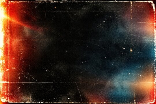 Vintage distressed grunge texture with film grain dust scratches light leaks vignette border widescreen retro background copy space