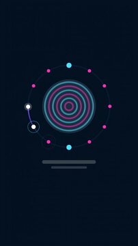 Vertical 9:16 animated tempo pulse ring counting beats in blue and cyan on a dark background. Seamless looping 4K motion graphics in portrait format for reels, shorts, stories and music videos, with f
