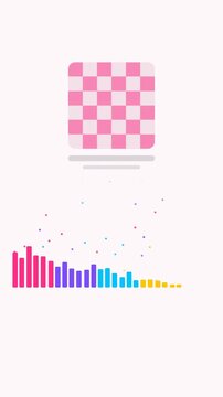 Vertical 9:16 animated buildup drop bars collapsing hard in coral and magenta on a light background. Seamless looping 4K motion graphics in portrait format for reels, shorts, stories and music videos,