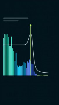 Vertical 9:16 animated filter sweep bars carving spectrum in cyan and teal on a dark background. Seamless looping 4K motion graphics in portrait format for reels, shorts, stories and music videos, wit