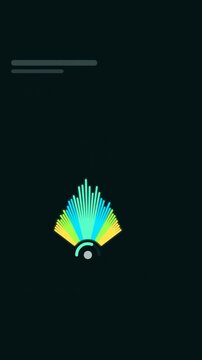 Vertical 9:16 animated silence to peak fanning open in cyan and teal on a dark background. Seamless looping 4K motion graphics in portrait format for reels, shorts, stories and music videos, with free