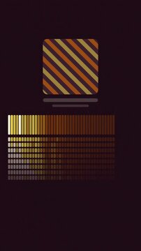 Vertical 9:16 animated frequency heat strip glowing hits in amber and orange on a dark background. Seamless looping 4K motion graphics in portrait format for reels, shorts, stories and music videos, w