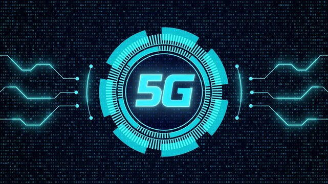 5G Technology Isometric Symbol and Big data concept