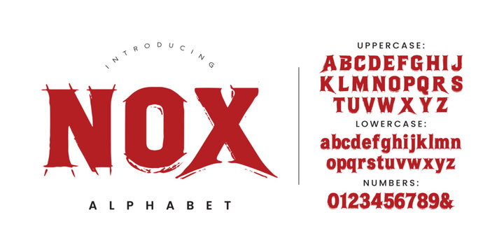 Nox aggressive sharp blade font style uppercase lowercase alphabet letters vector template