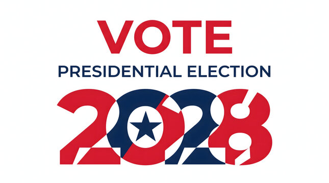 Vote Presidential Election 2028 text graphic isolated on transparent