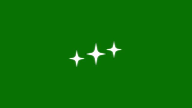 White cartoon twinkle star glitter sparkle animation with cute blinking stars flat vector doodle. glowing shinning twinkle stars, sparkle, Starry night, particle movement on green screen background.4k